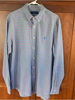 Polo Ralph Lauren Mens Sz XL. Button Down Shirt. Plaid Long Sleeve 100% Cotton.